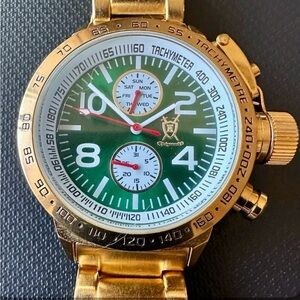 Gold and Green Men's Watch